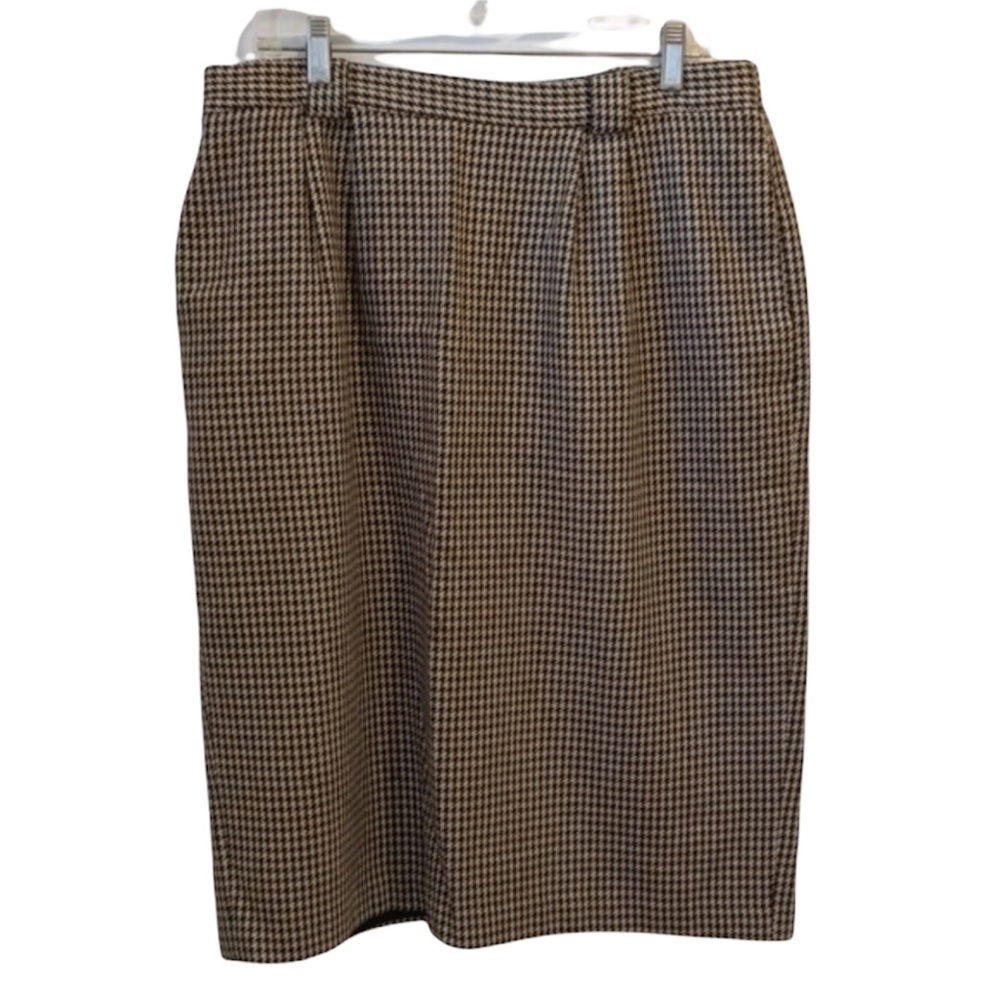 2/$20 Vintage Wool Blend Houndstooth Pleated Skirt Size 36